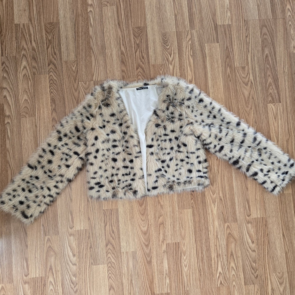SHEIN Animal Print Faux Fur Coat